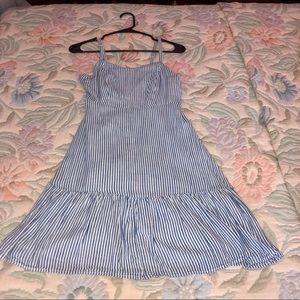 Blue and White Striped Spaghetti Strap Dress